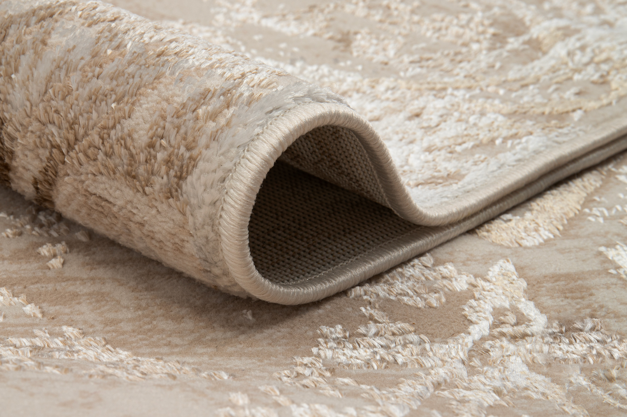 Teppich Crystal Creme Braun Verwischt Linien 3D Effekt