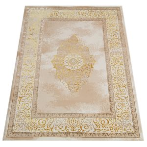 Teppich Ares Gold Beige Rosette Vintage