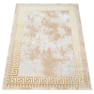 Teppich Ares Gold Beige Rahmen Abstrakt