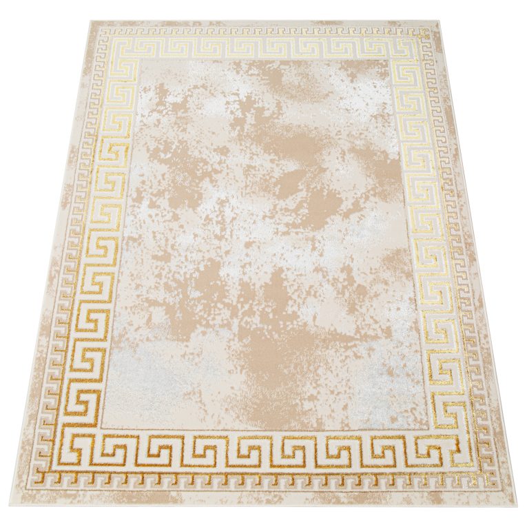 Teppich Ares Gold Beige Rahmen Abstrakt