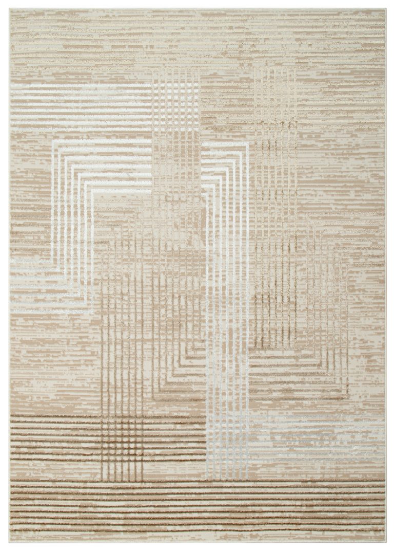 Teppich Crystal Beige Braun Creme Streifen 3D Effekt