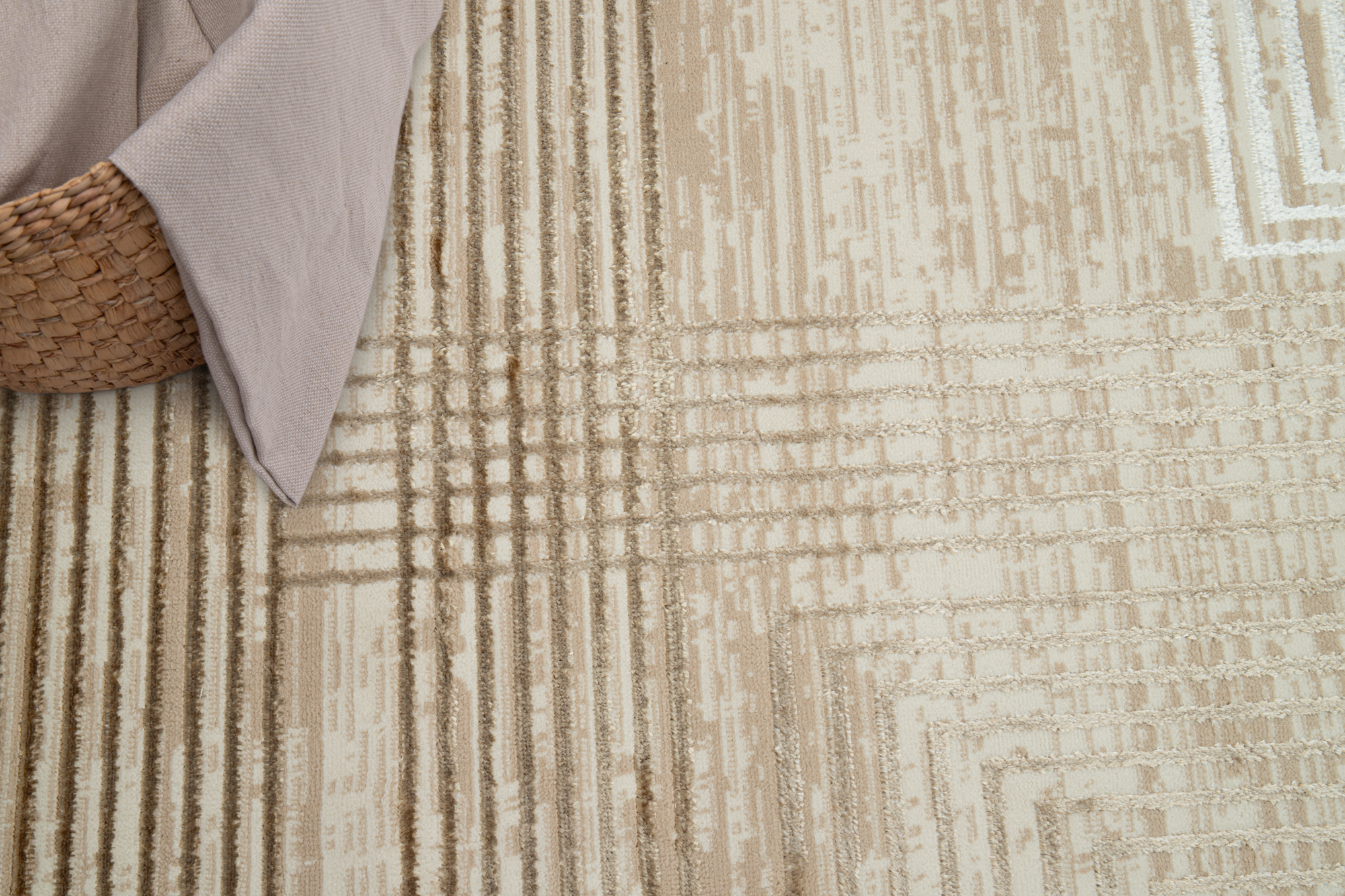 Teppich Crystal Beige Braun Creme Streifen 3D Effekt