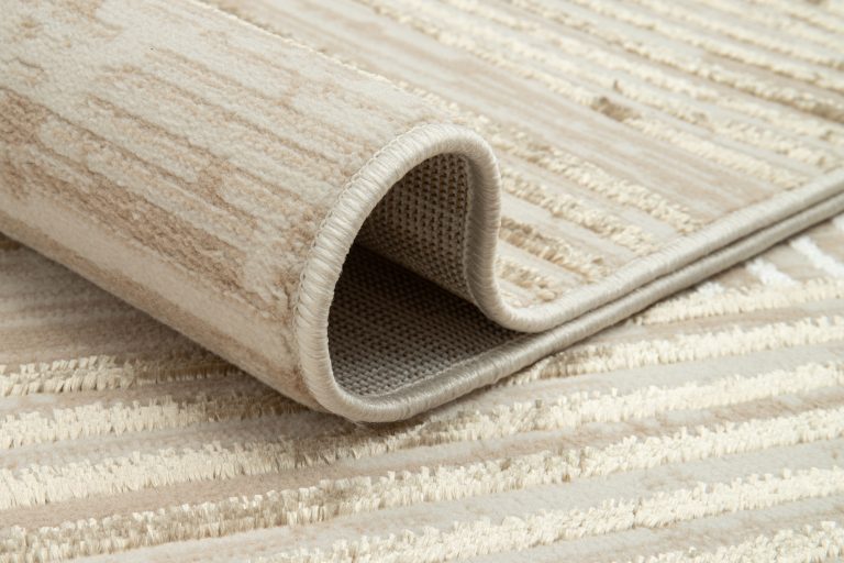 Teppich Crystal Beige Braun Creme Streifen 3D Effekt