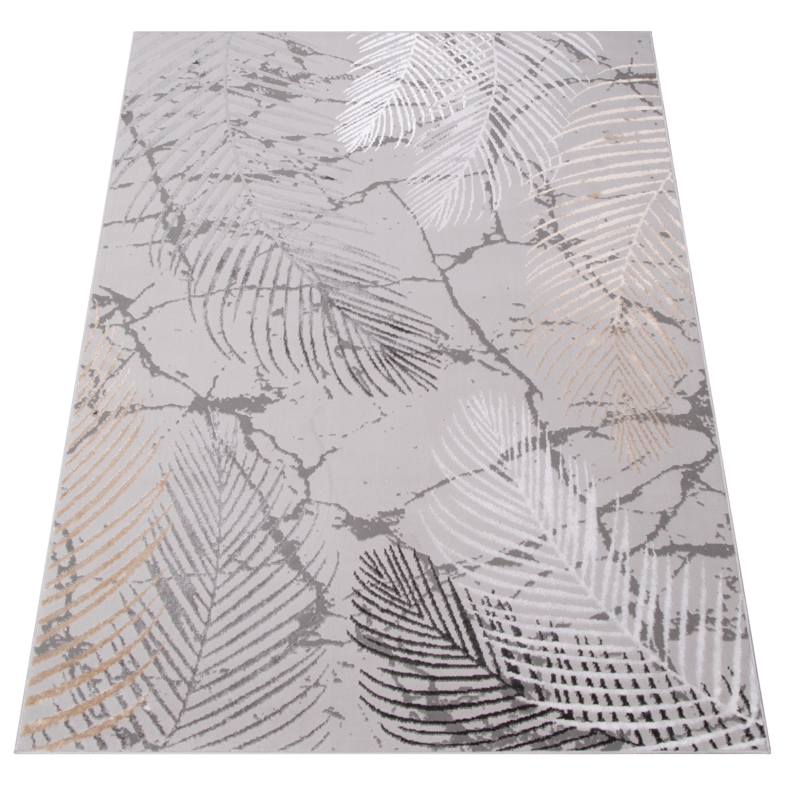 Teppich Crystal Braun Dunkelgrau Blätter 3D Effekt
