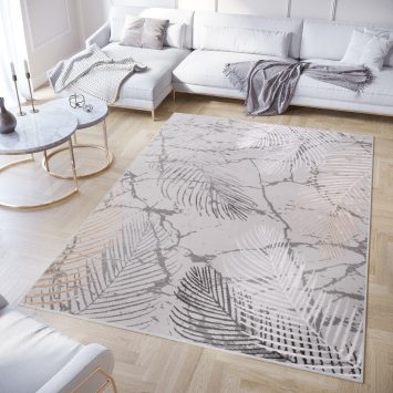 Teppich Crystal Braun Dunkelgrau Blätter 3D Effekt