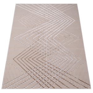 Teppich Crystal Beige Braun ZigZag Geometrisch 3D Effekt