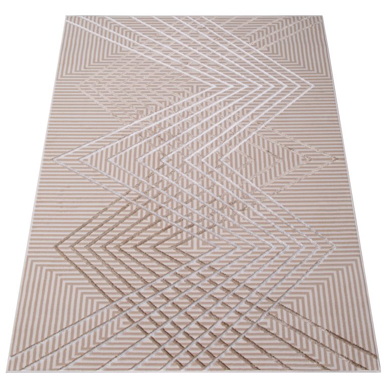 Teppich Crystal Beige Braun ZigZag Geometrisch 3D Effekt