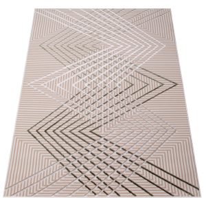 Teppich Crystal Grün Beige ZigZag Geometrisch 3D Effekt