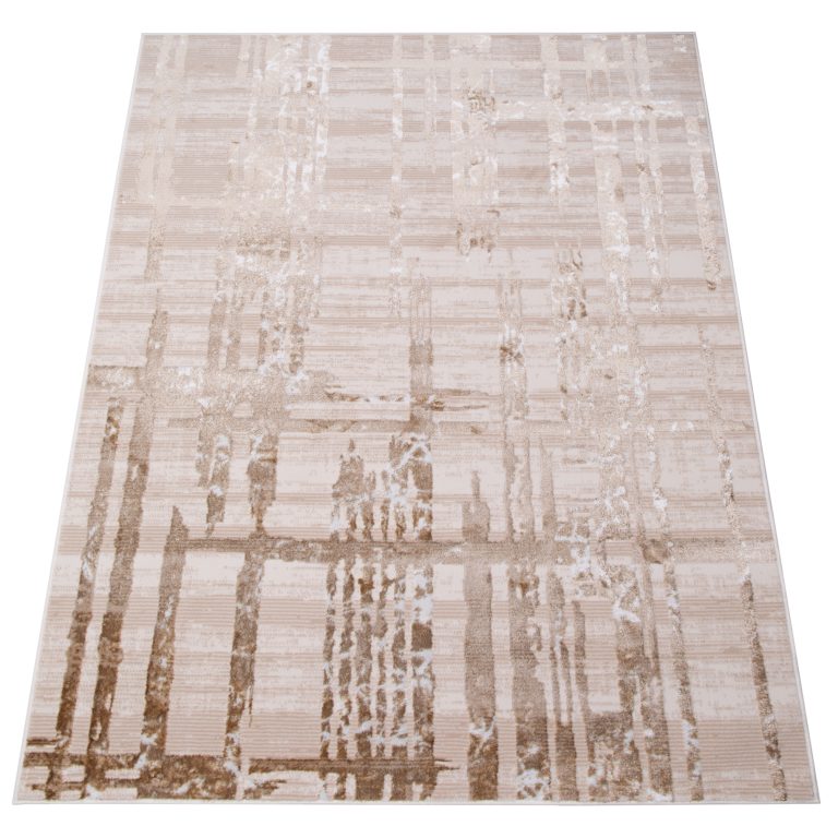 Teppich Crystal Beige Braun Streifen Abstrakt 3D Effekt