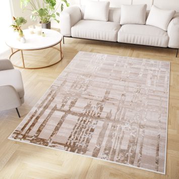 Teppich Crystal Beige Braun Streifen Abstrakt 3D Effekt