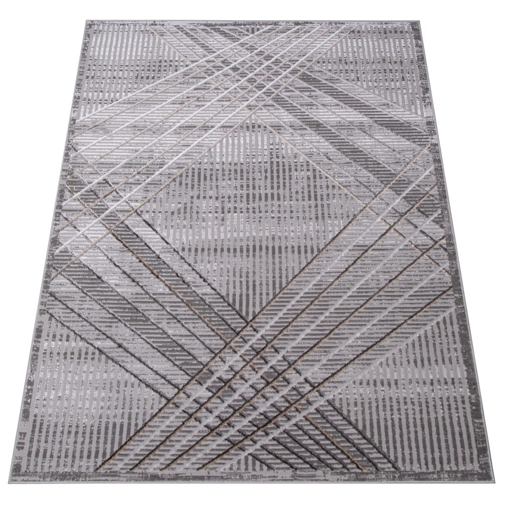 Teppich Crystal Hellgrau Beige Geometrisch 3D Effekt