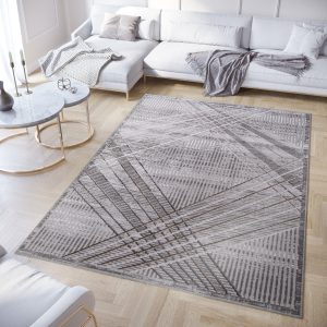 Teppich Crystal Hellgrau Beige Geometrisch 3D Effekt