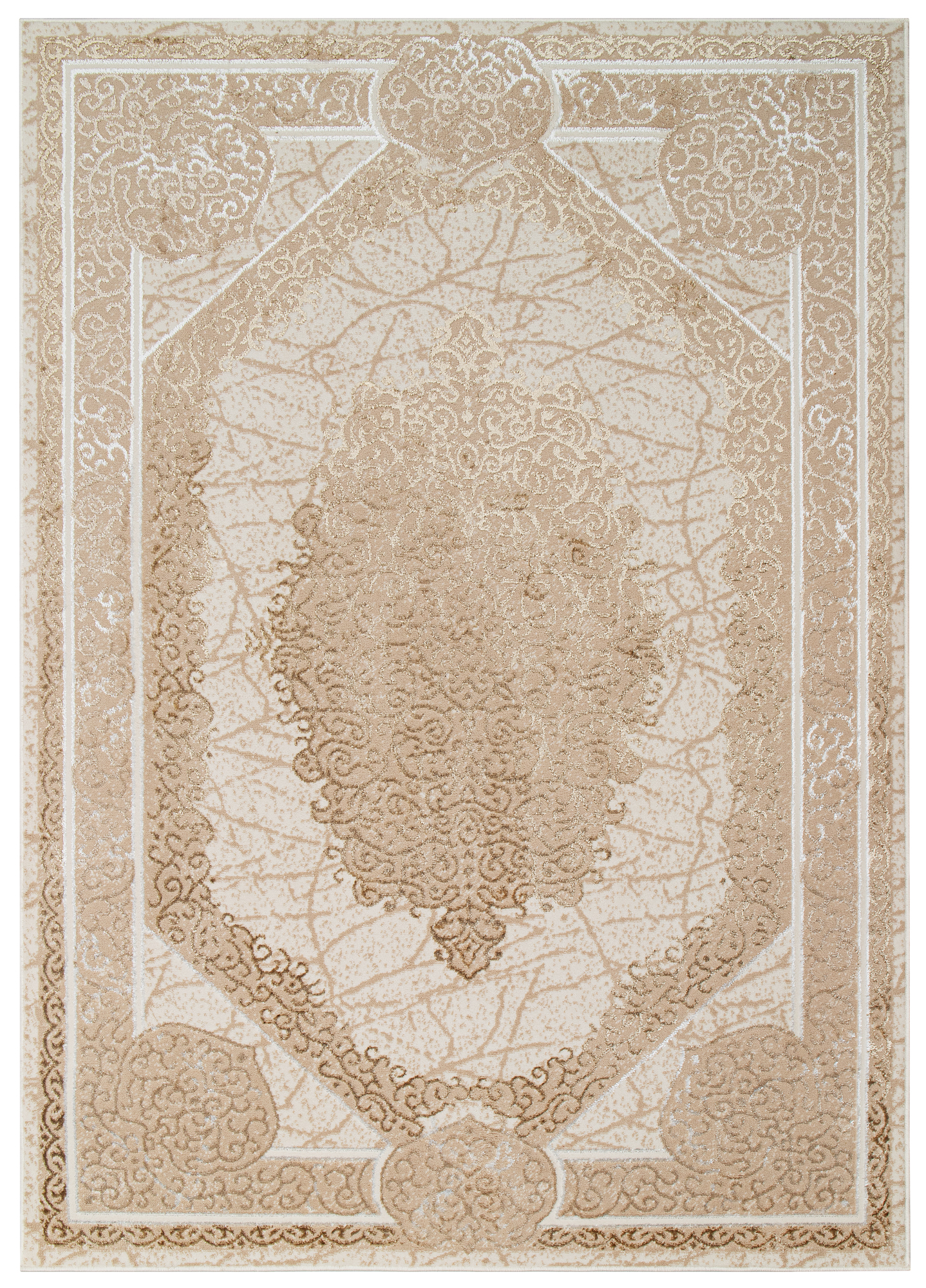 Teppich Ares Braun Beige Rosette Vintage