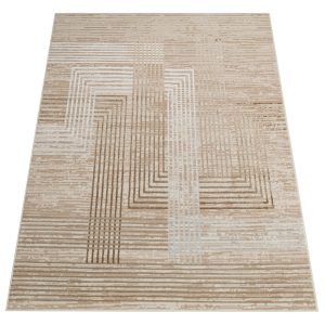 Teppich Crystal Braun Beige Creme Streifen 3D Effekt