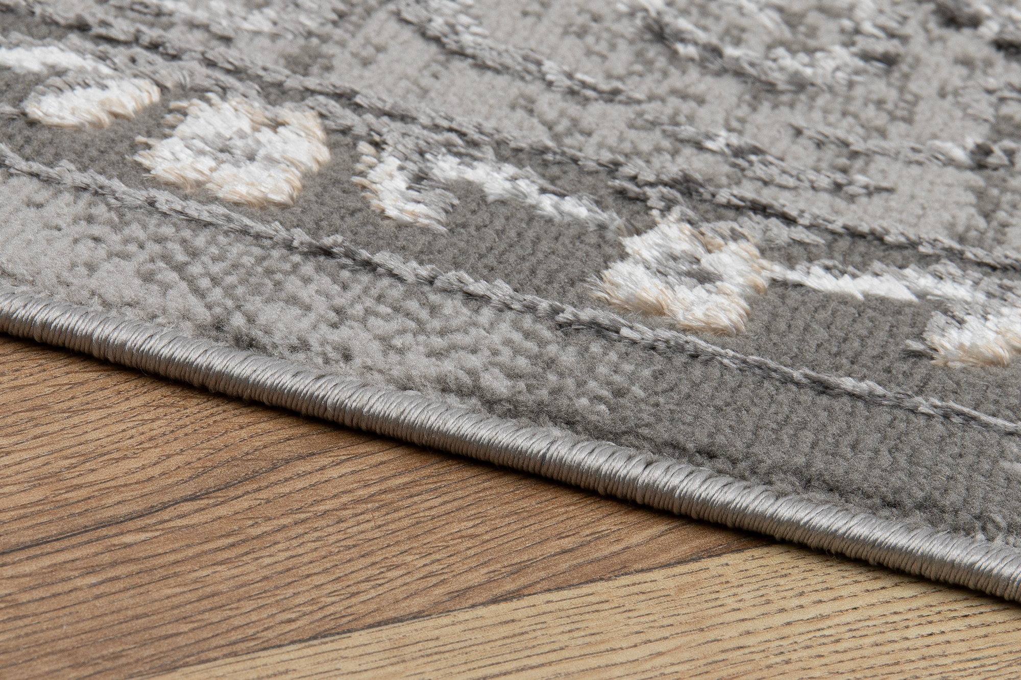 Teppich Ares Grau Rosette Rahmen Vintage