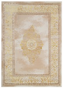 Teppich Ares Gold Beige Rosette Vintage