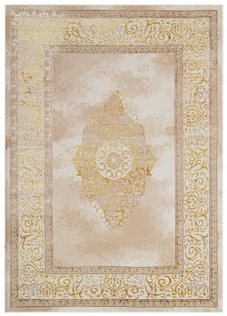 Teppich Ares Gold Beige Rosette Vintage