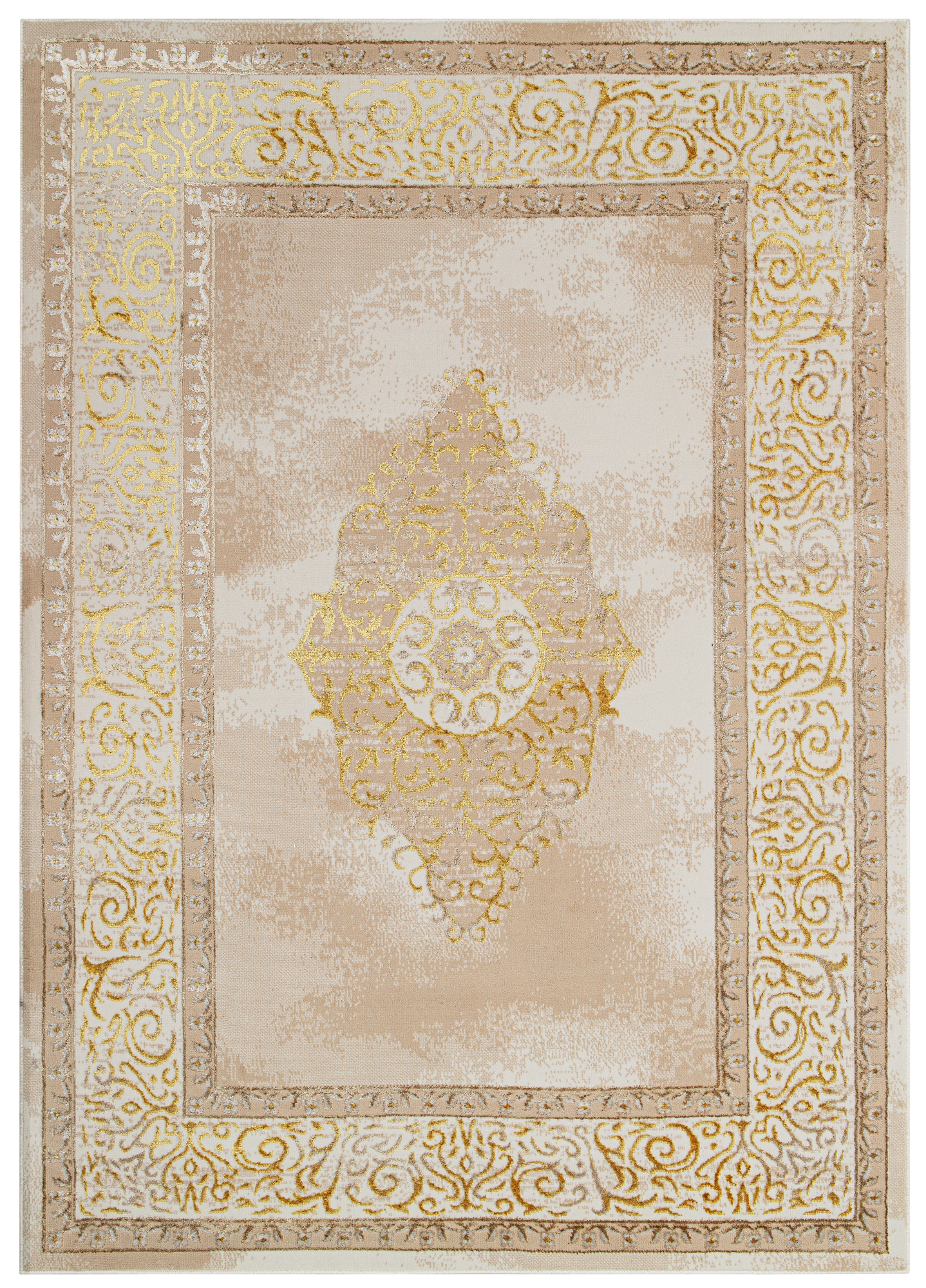 Teppich Ares Gold Beige Rosette Vintage