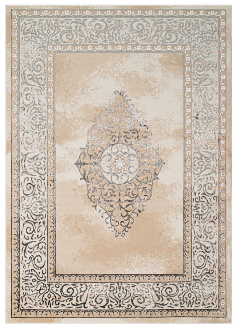 Teppich Ares Grau Beige Rosette Vintage