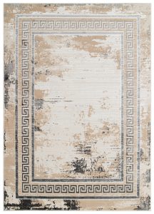 Teppich Ares Grau Beige Rahmen Verwischt