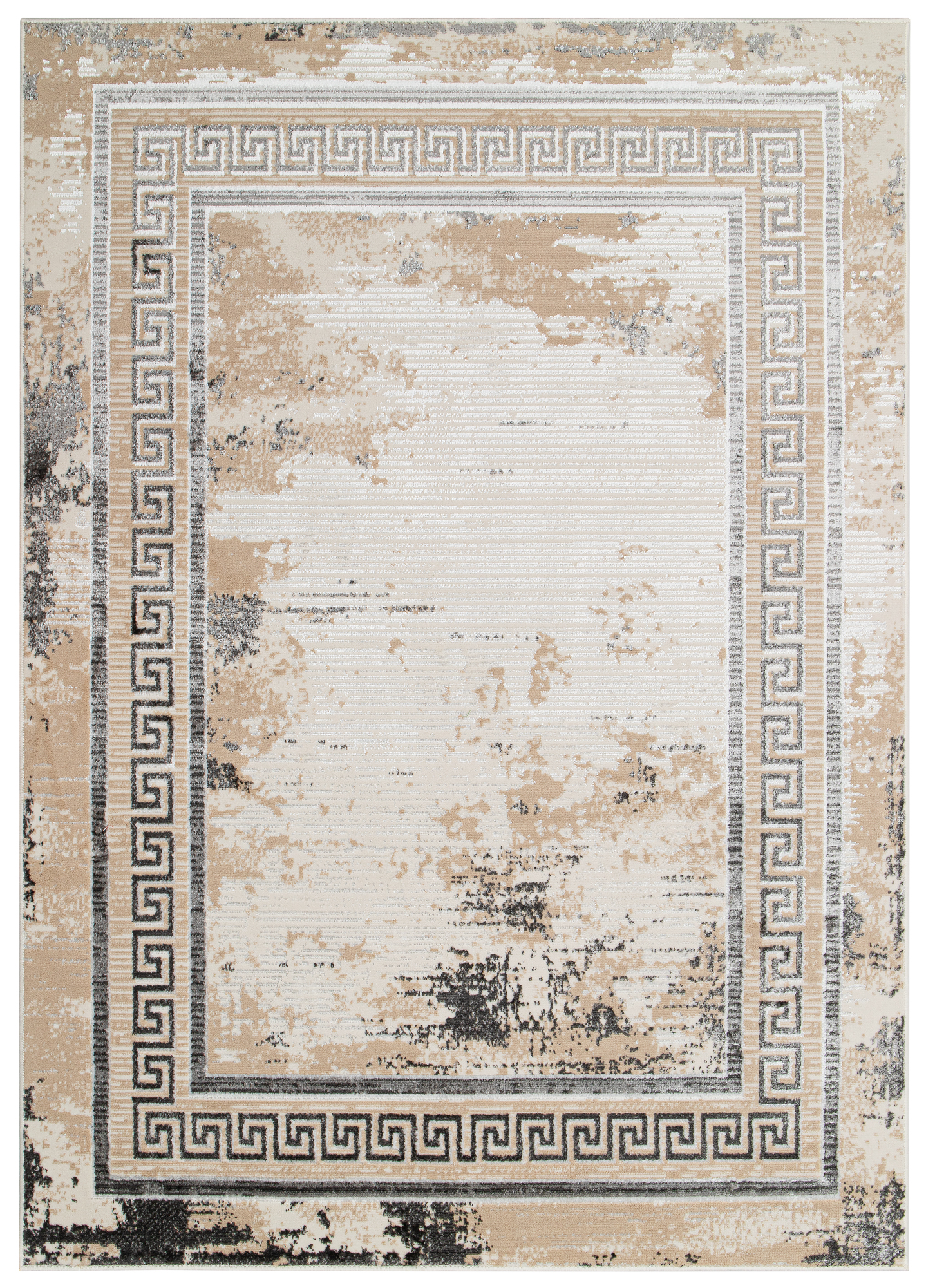 Teppich Ares Grau Beige Rahmen Verwischt