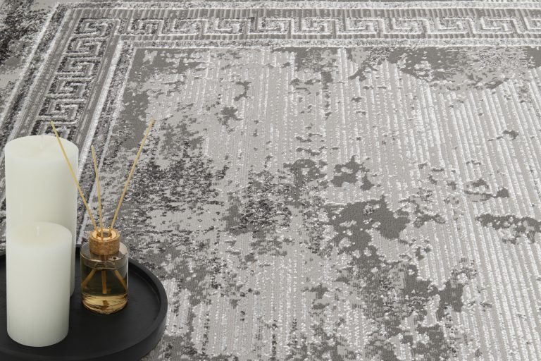 Teppich Ares Grau Rahmen Verwischt Vintage