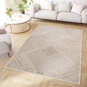 Teppich Crystal Brown Beige Vintage Viereck 3D Effekt