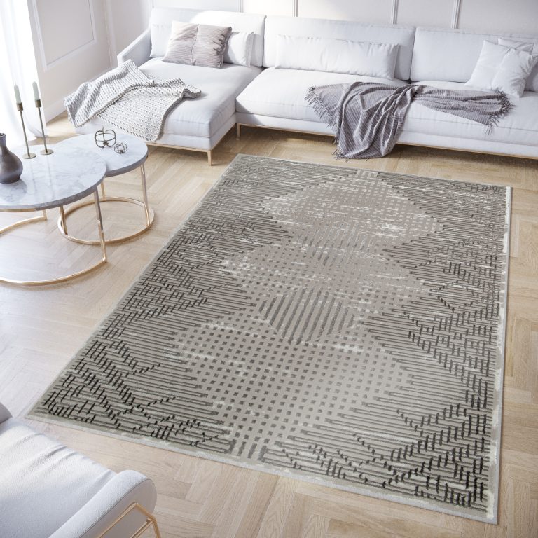 Teppich Crystal Grau Vintage Viereck 3D Effekt