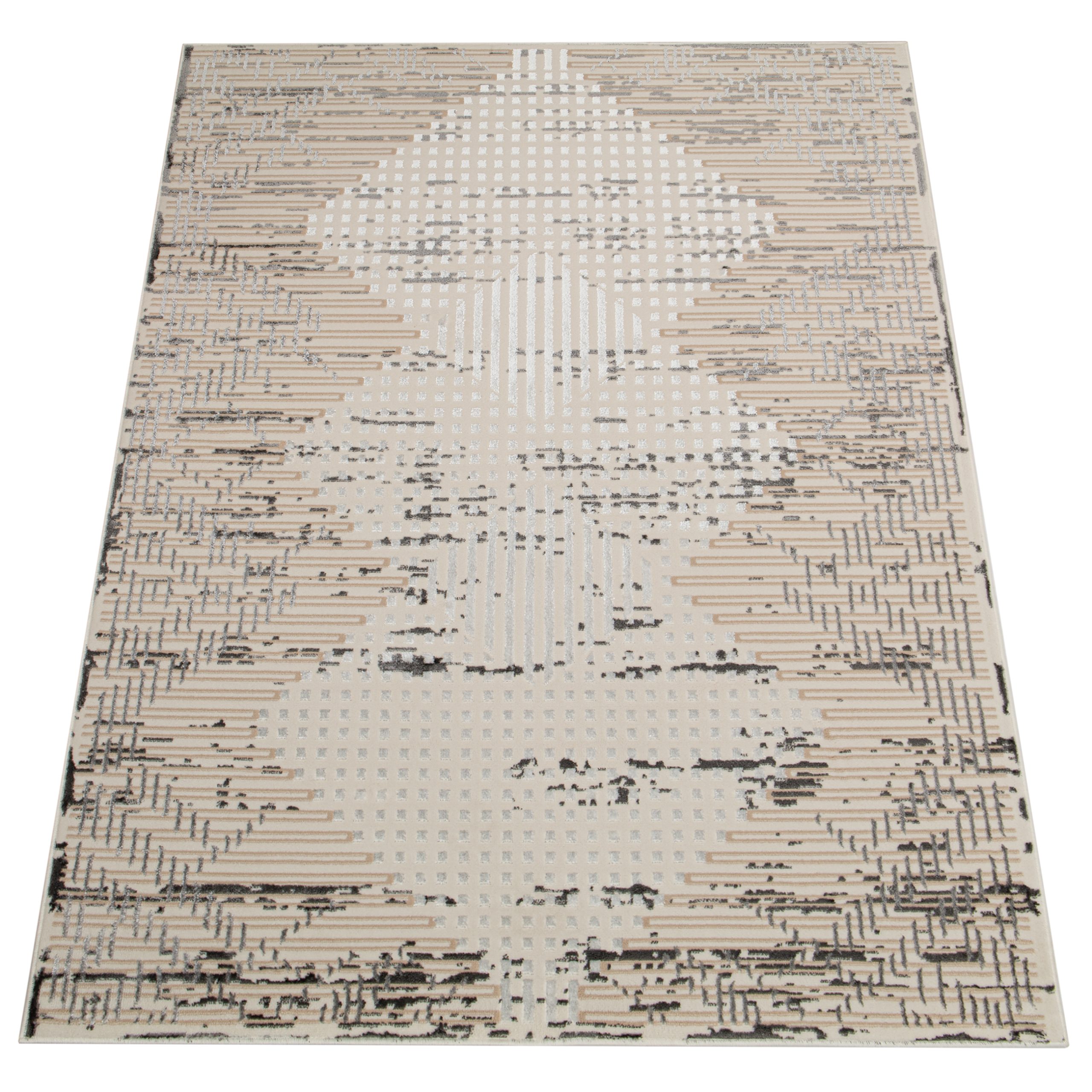 Teppich Crystal Hellgrau Vintage Viereck 3D Effekt