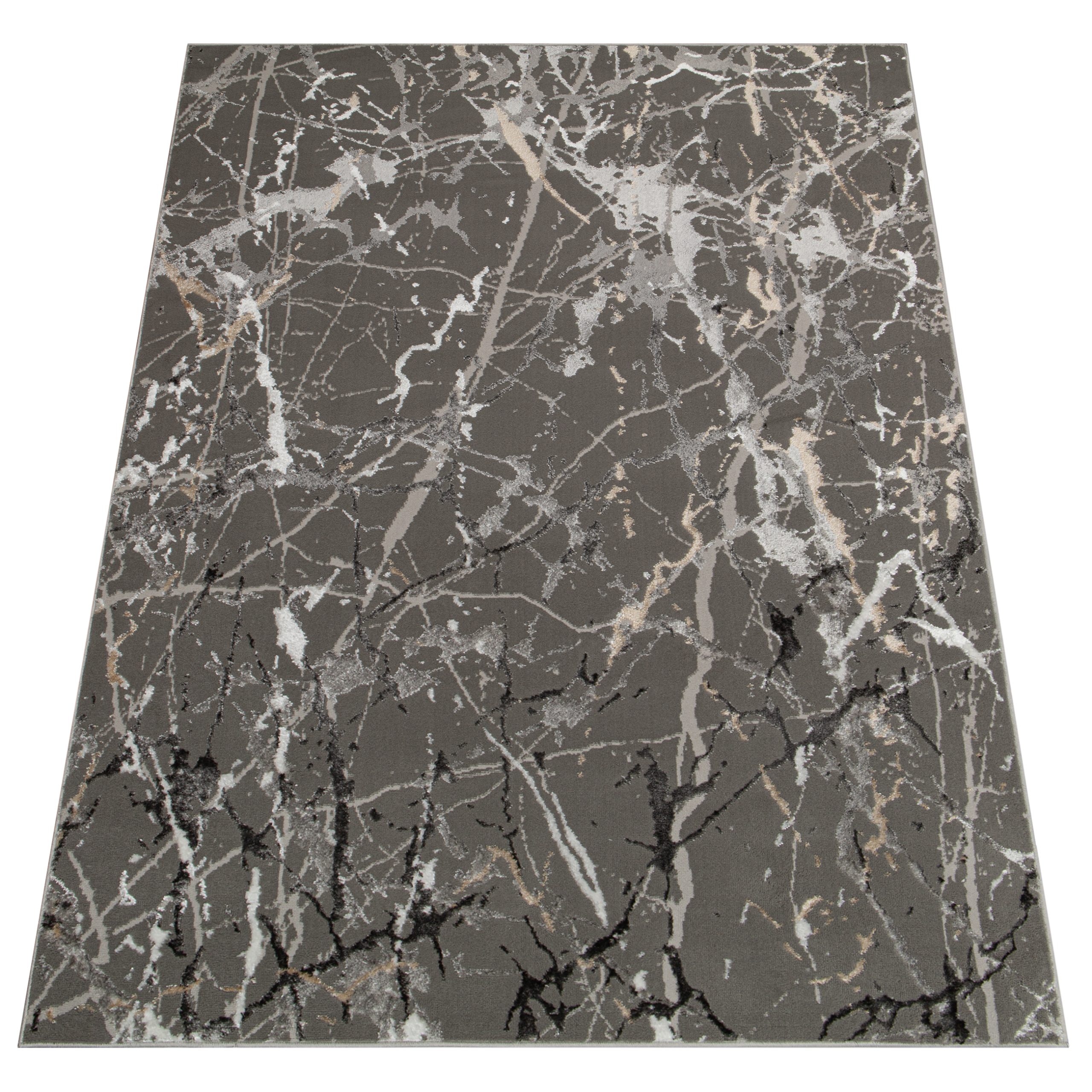 Teppich Crystal Dunkelgrau Abstrakt Marmor 3D Effekt