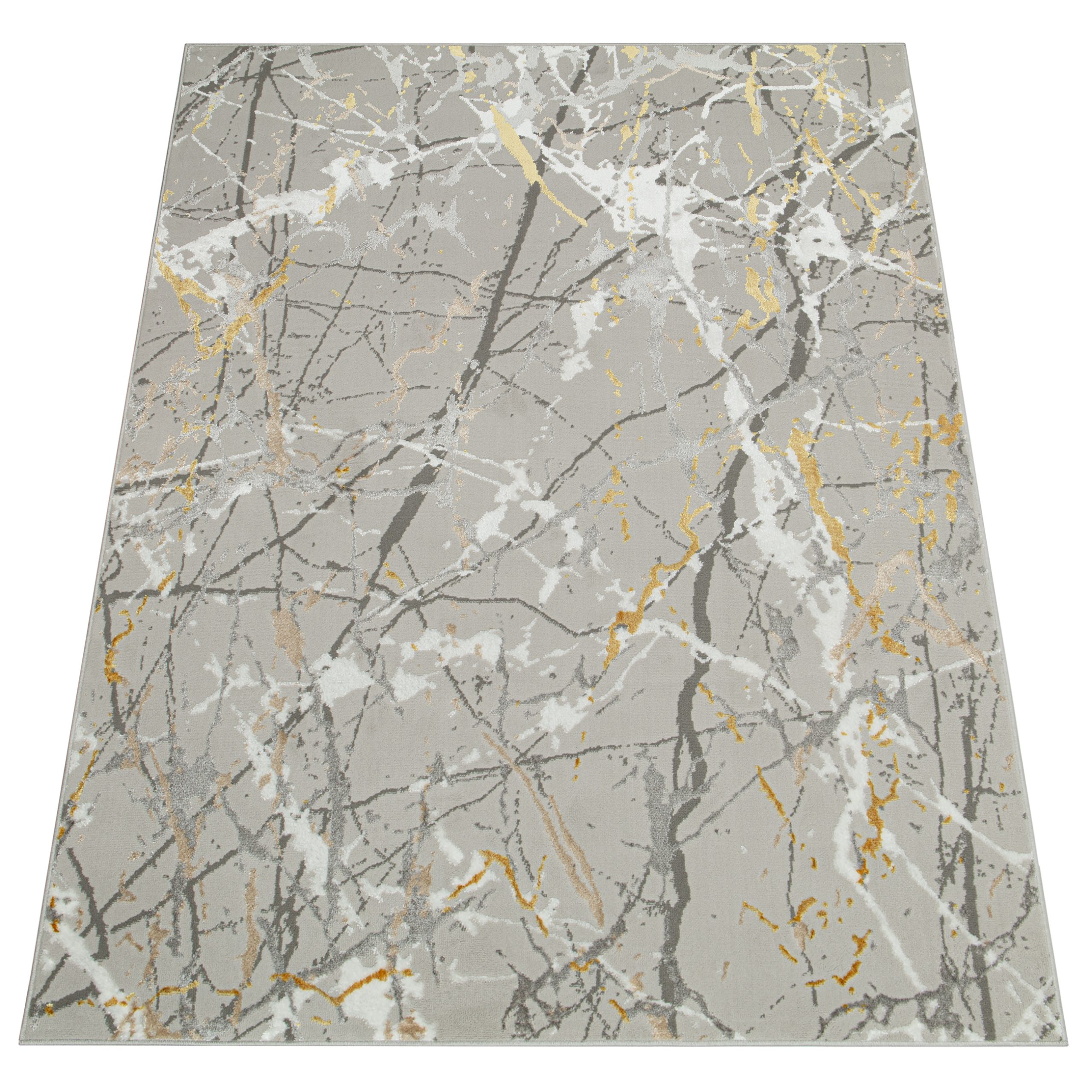 Teppich Crystal Grau Gold Abstrakt Marmor 3D Effekt