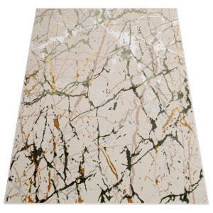 Teppich Crystal Grün Creme Abstrakt Marmor 3D Effekt