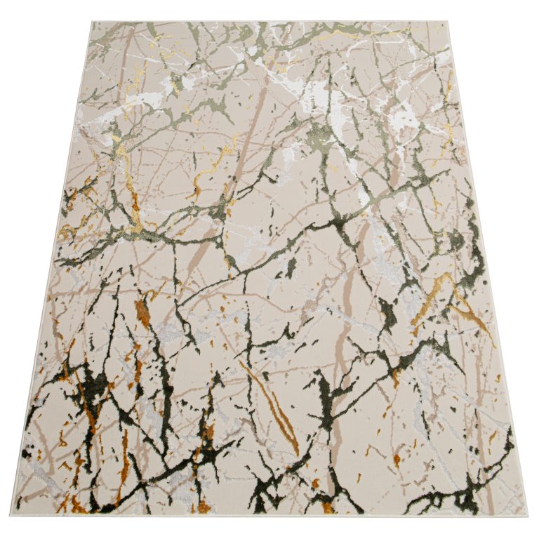 Teppich Crystal Grün Creme Abstrakt Marmor 3D Effekt