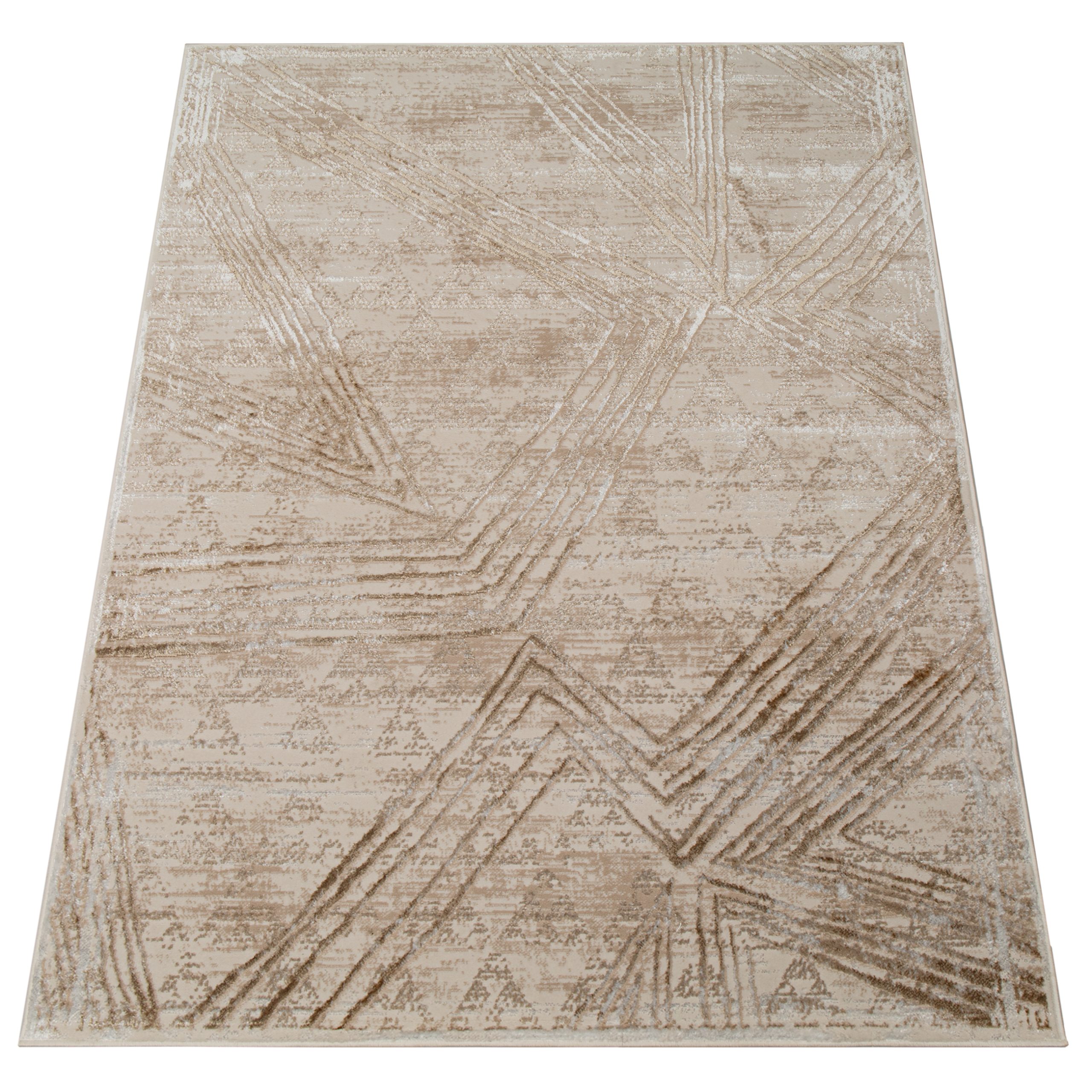Teppich Crystal Creme Braun Verwischt Linien 3D Effekt