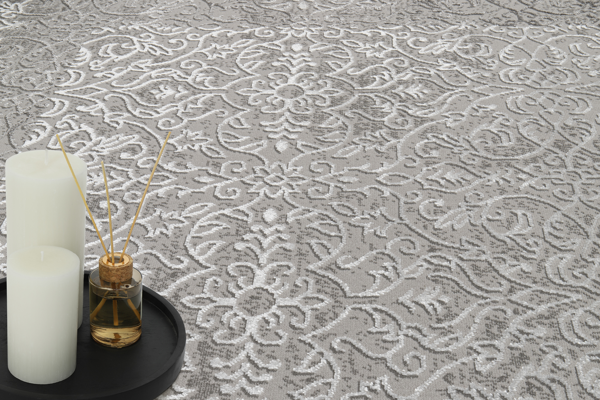 Teppich Ares Dunkelgrau Vintage Ornamente