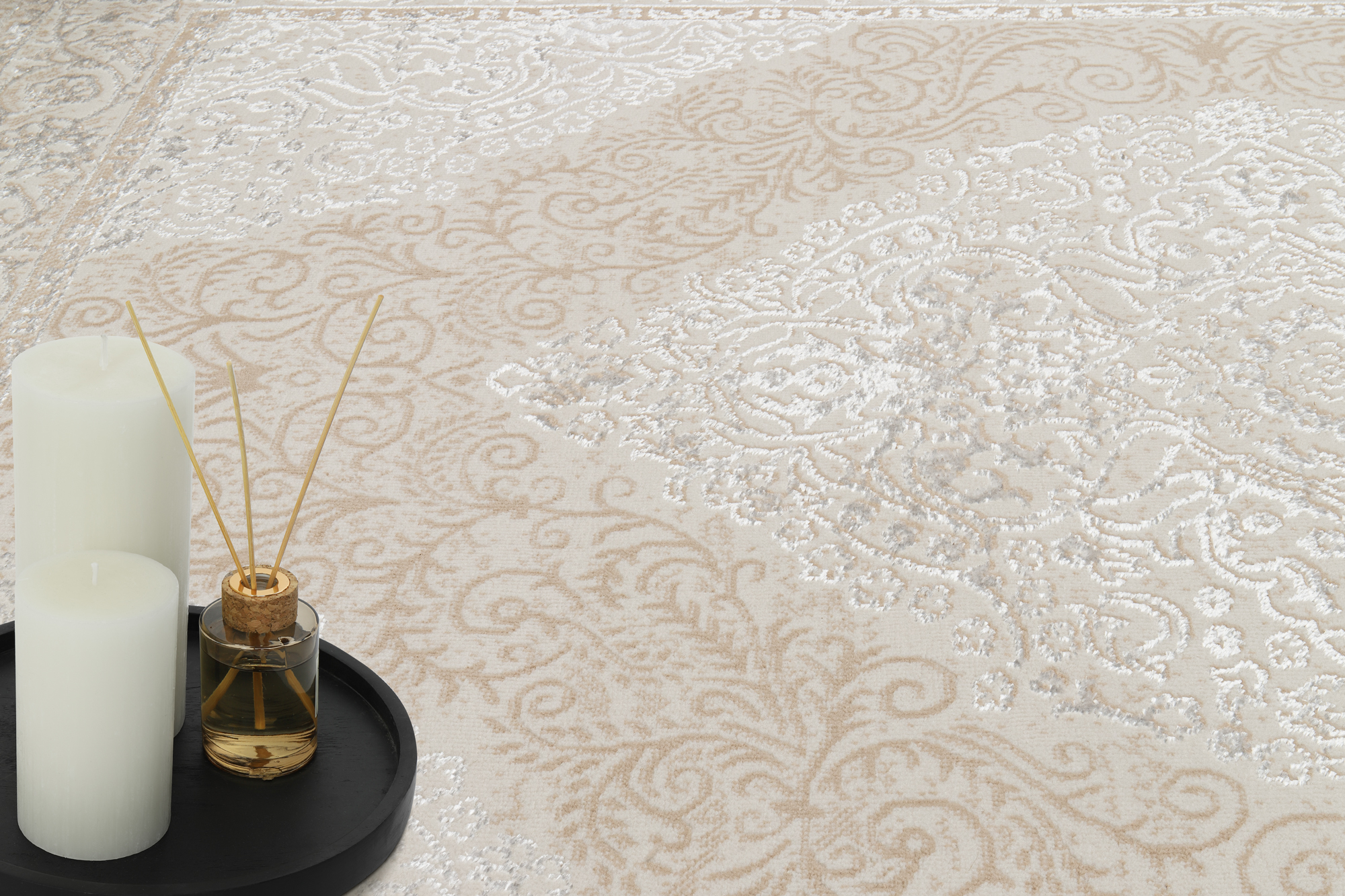 Teppich Ares Creme Vintage Medallion