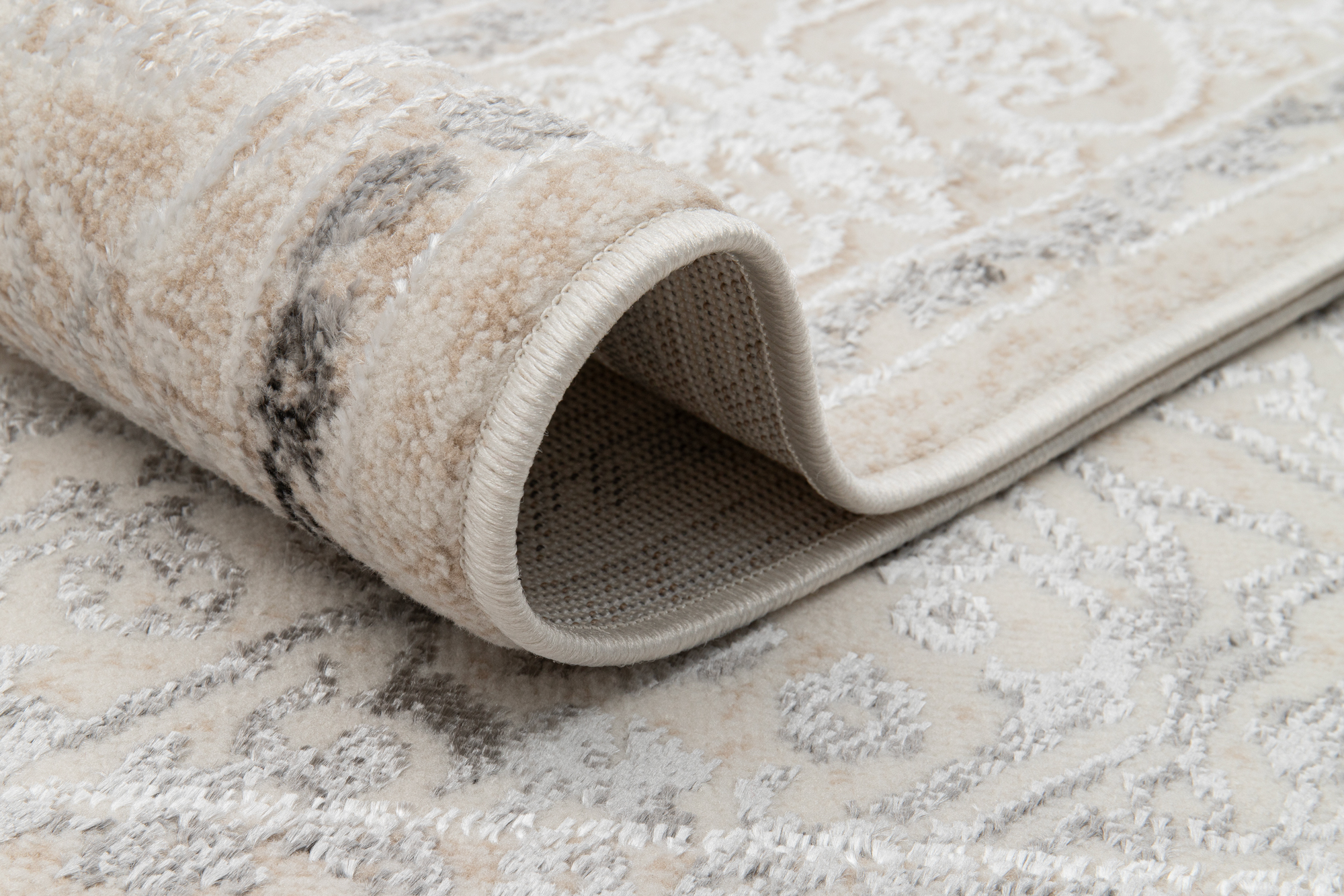 Teppich Ares Creme Grau Vintage Medallion