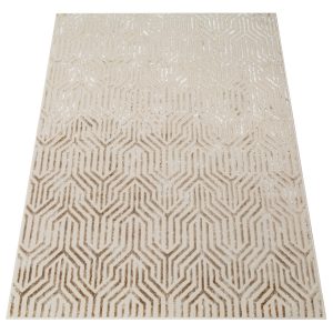 Teppich Crystal Braun Creme Beige Linien 3D Effekt