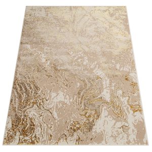 Teppich Crystal Beige Gold Creme Marmor 3D Effekt
