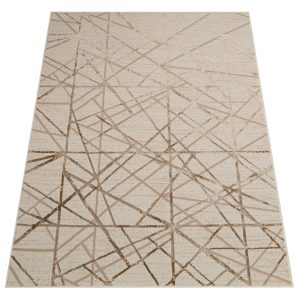 Teppich Crystal Beige Braun Abstrakt Linien 3D Effekt