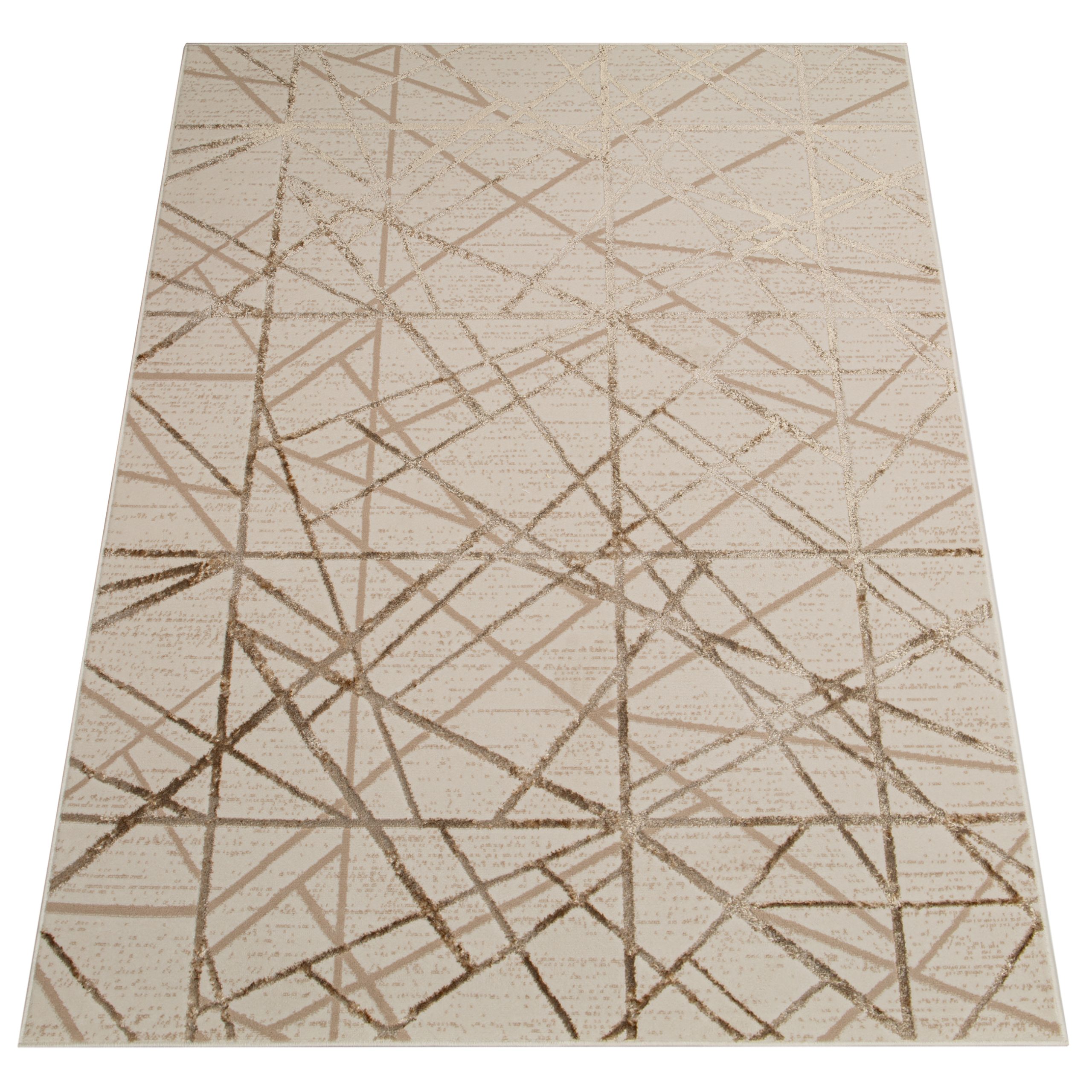 Teppich Crystal Beige Braun Abstrakt Linien 3D Effekt