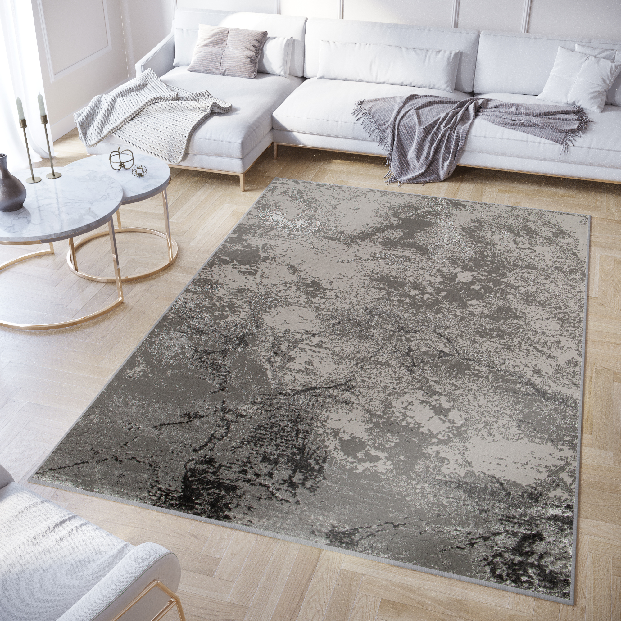 Teppich Crystal Hellgrau Marmor 3D Effekt