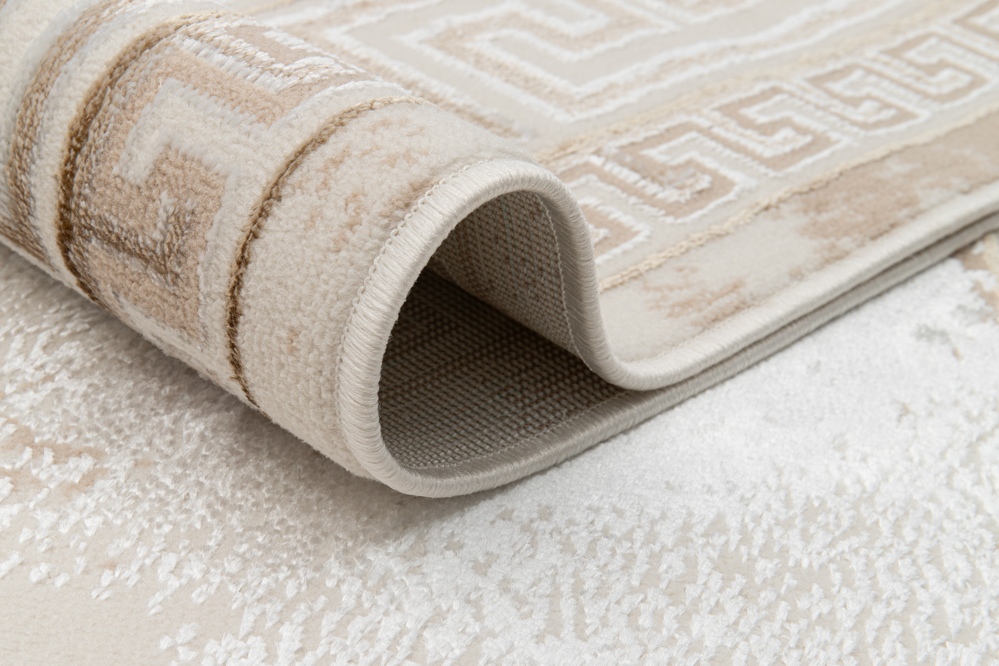 Teppich Ares Beige Rahmen Abstrakt