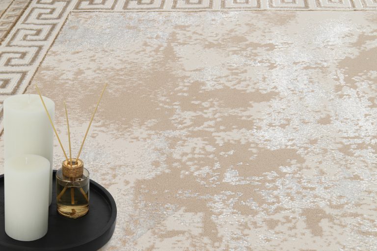 Teppich Ares Beige Rahmen Abstrakt