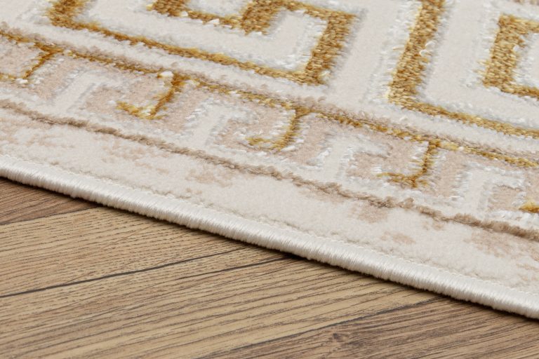 Teppich Ares Gold Beige Rahmen Abstrakt