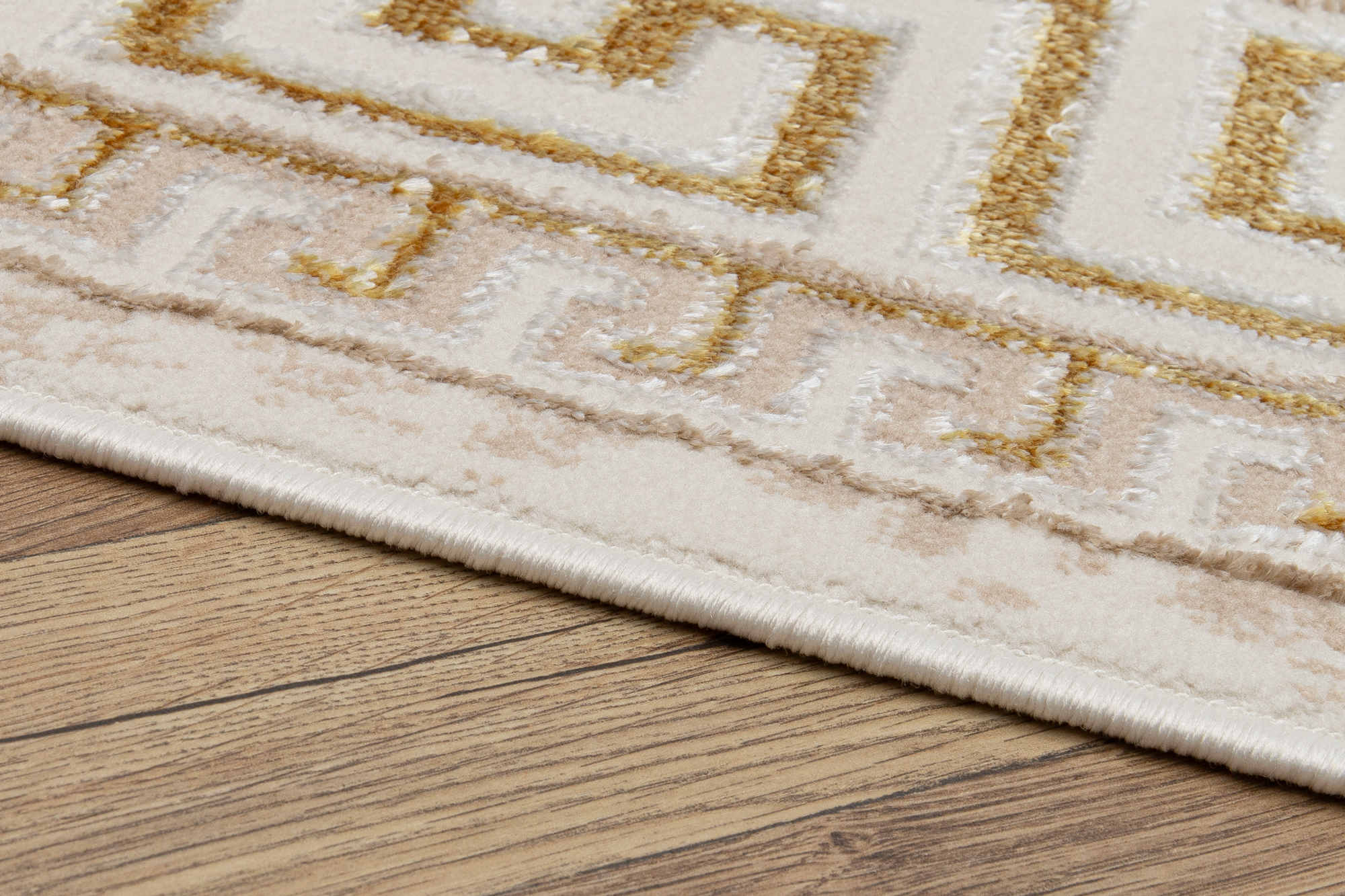 Teppich Ares Gold Beige Rahmen Abstrakt