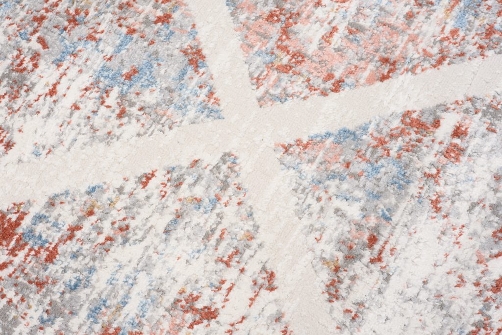 Teppich Valley Grau Lachsfarbe Geometrisch Gitter