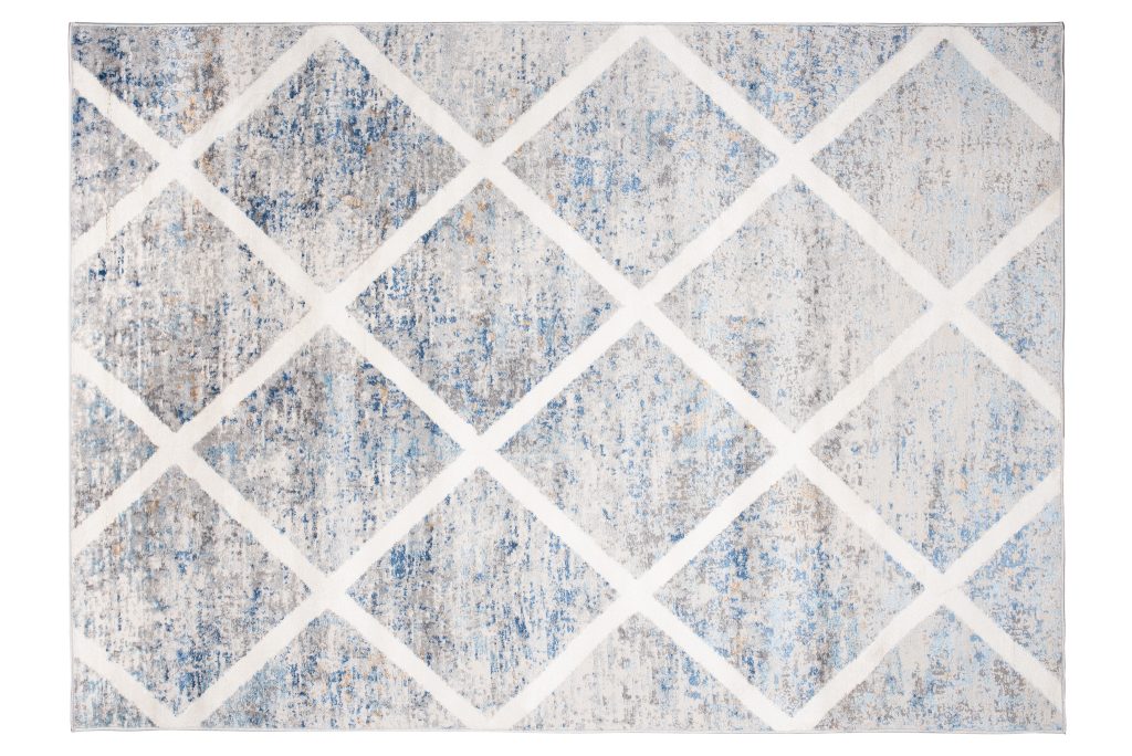 Teppich Valley Grau Blau Geometrisch Gitter