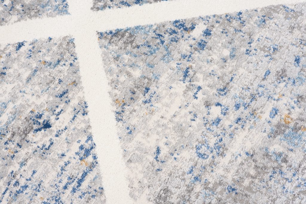 Teppich Valley Grau Blau Geometrisch Gitter