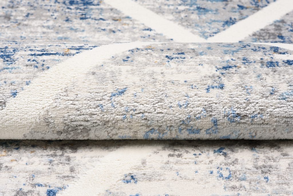 Teppich Valley Grau Blau Geometrisch Gitter